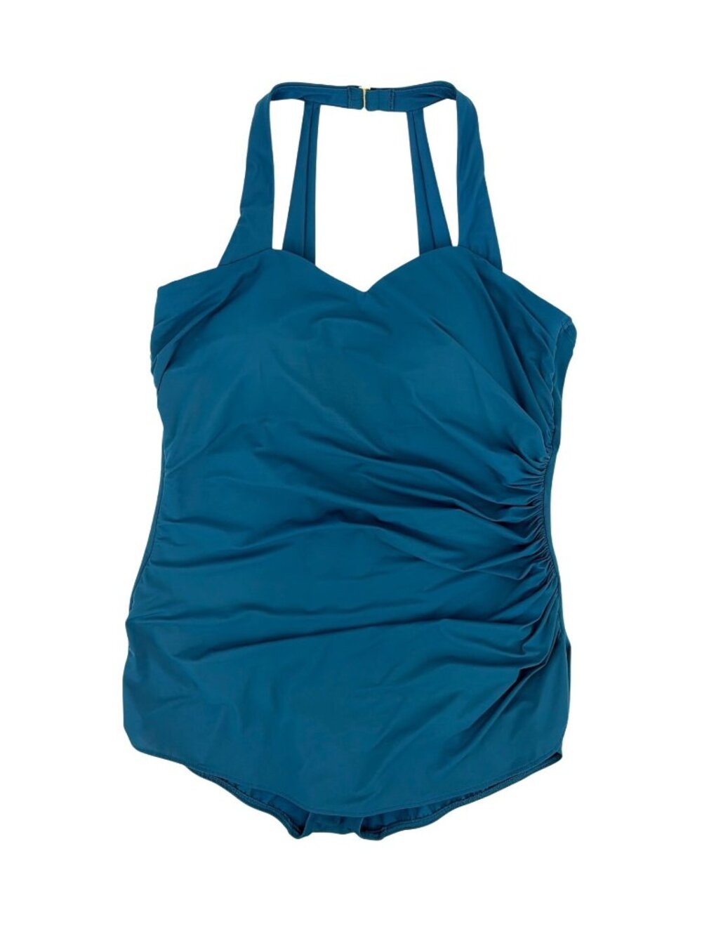 Lands' End Slimming Tunic Swimsuit Bathing Suit 1 Piece Twilight Teal Womens 18